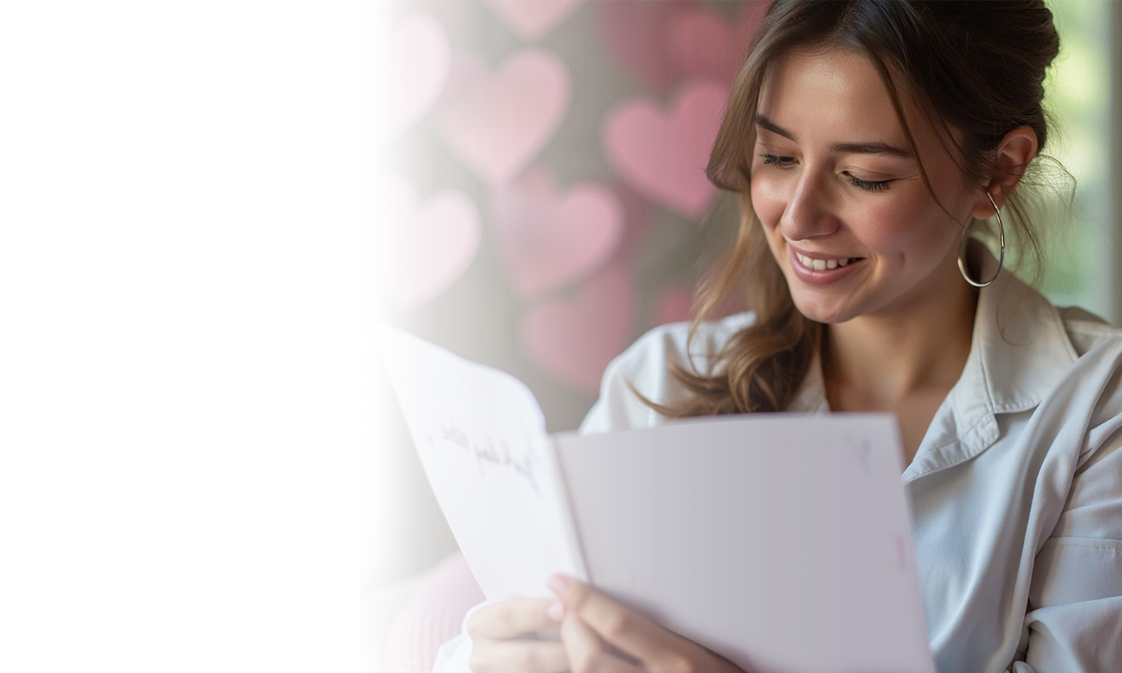 Young Woman Reading Card